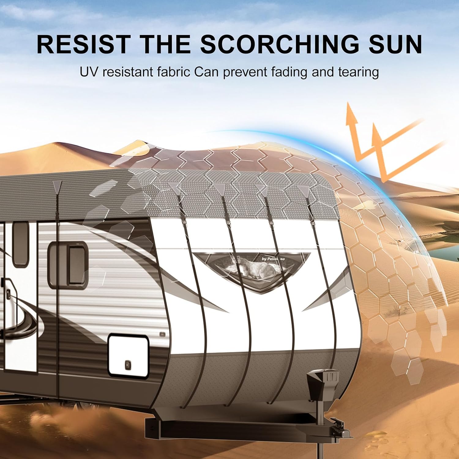 RV Roof Cover - Heavy Duty Waterproof RV Roof Protection Cover, Top Cover for Class A/B/C 5th Travel Trailer, Camper, Motorhome, All Season Sun Rain Snow Protection