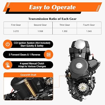 110cc Engine 4 Stroke Dirt Bike Engine 2-Valve Motor Manual w/Reverse Electric Start for 50cc 70cc 90cc 110cc 125cc ATVs GO Karts Motorcycle