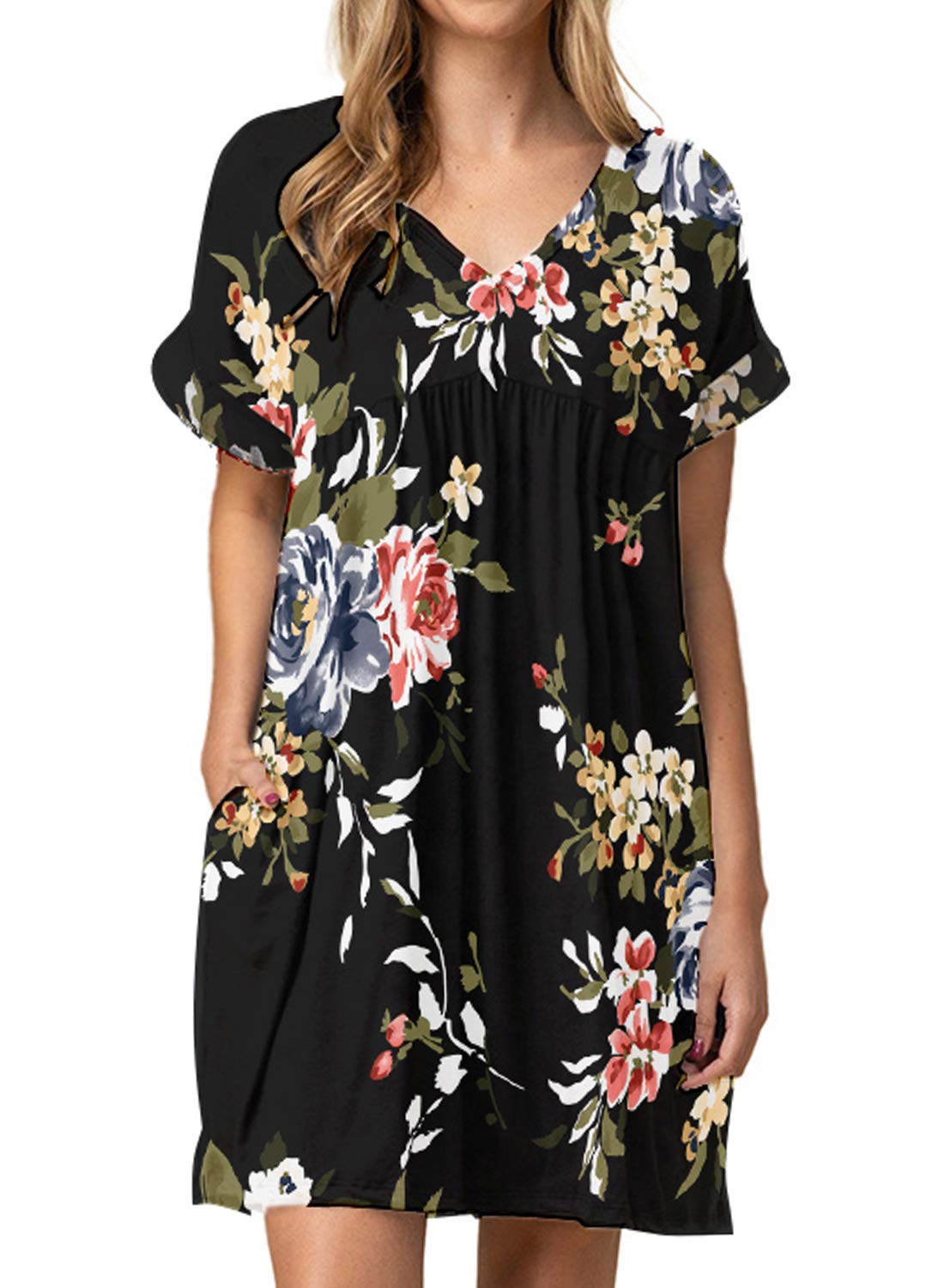 Jayscreate Women's Baby Doll Summer Casual T Shirt Flowy Short Sleeve Dress