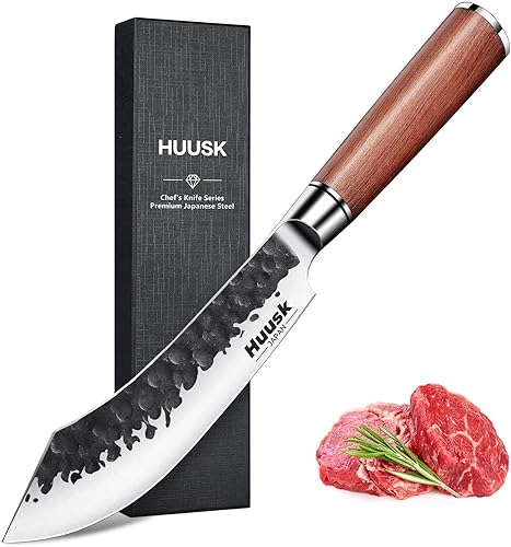 Miniatura 10 de Huusk Cuchillo de chef japonés, cuchillo Gyuto de 8 pulgadas con hoja de acero al carbono forjado a mano, cuchillos de cocina profesionales con