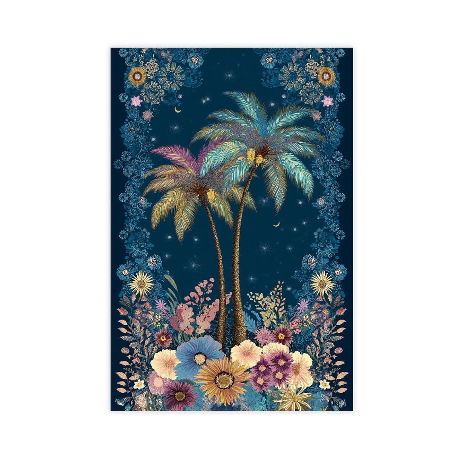 YWTJAX Palm Tree Moon Poster Canvas Poster for Dorm Room Decor Gift