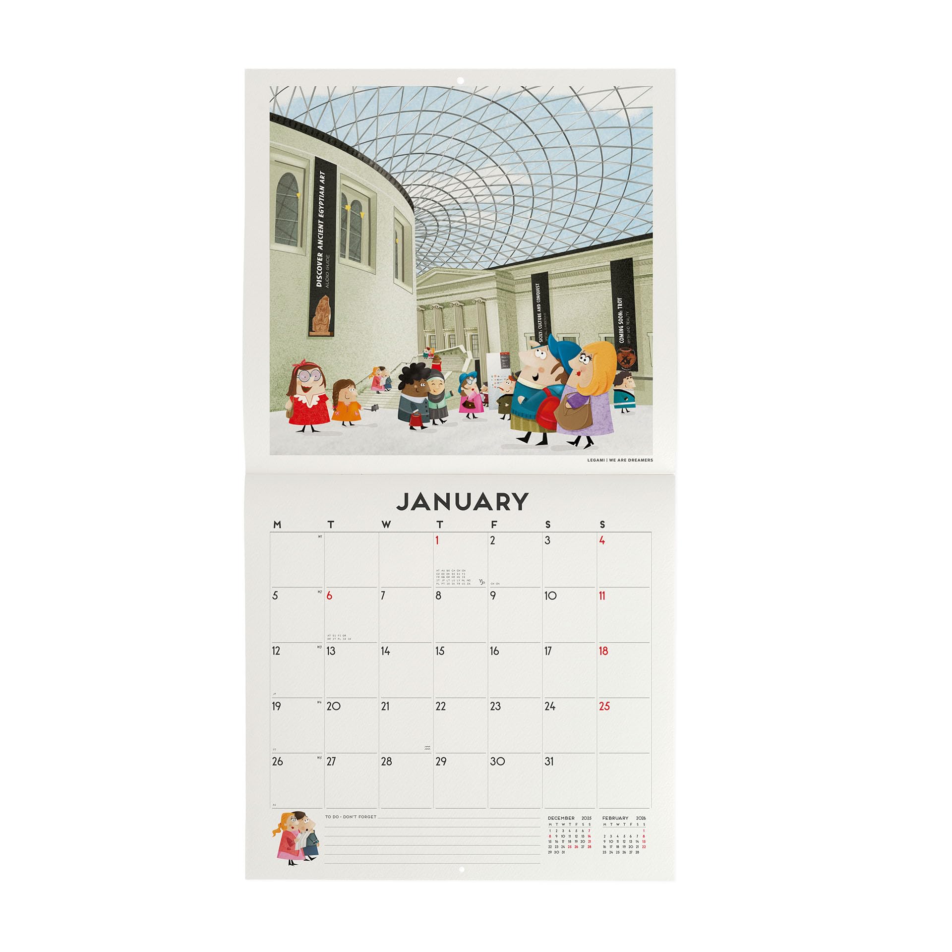 Legami Wandkalender 2025, grote wandkalender 30 x 29 cm, 12 maanden en jaarplanner, ruimte voor notities en notities, 6 talen, sterrenbeelden en internationale feestdagen, vintage kaarten