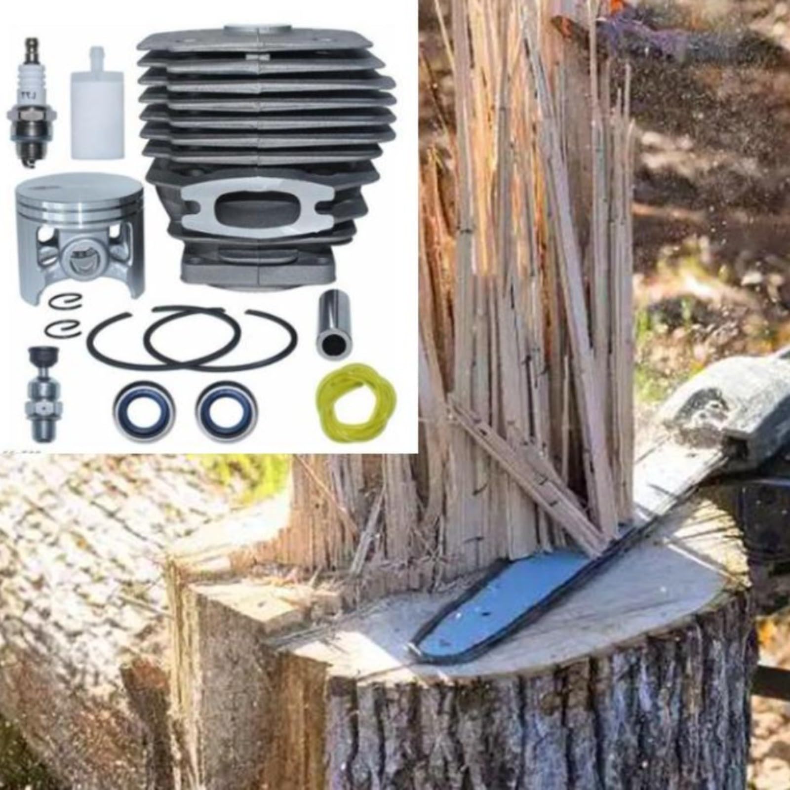 Cilindro de motosierra, juego de cilindros H395, para montaje de pistón, para pieza de equipo eléctrico al aire libre, tamaño de orificio de 56 mm, aleación de aluminio de larga duración