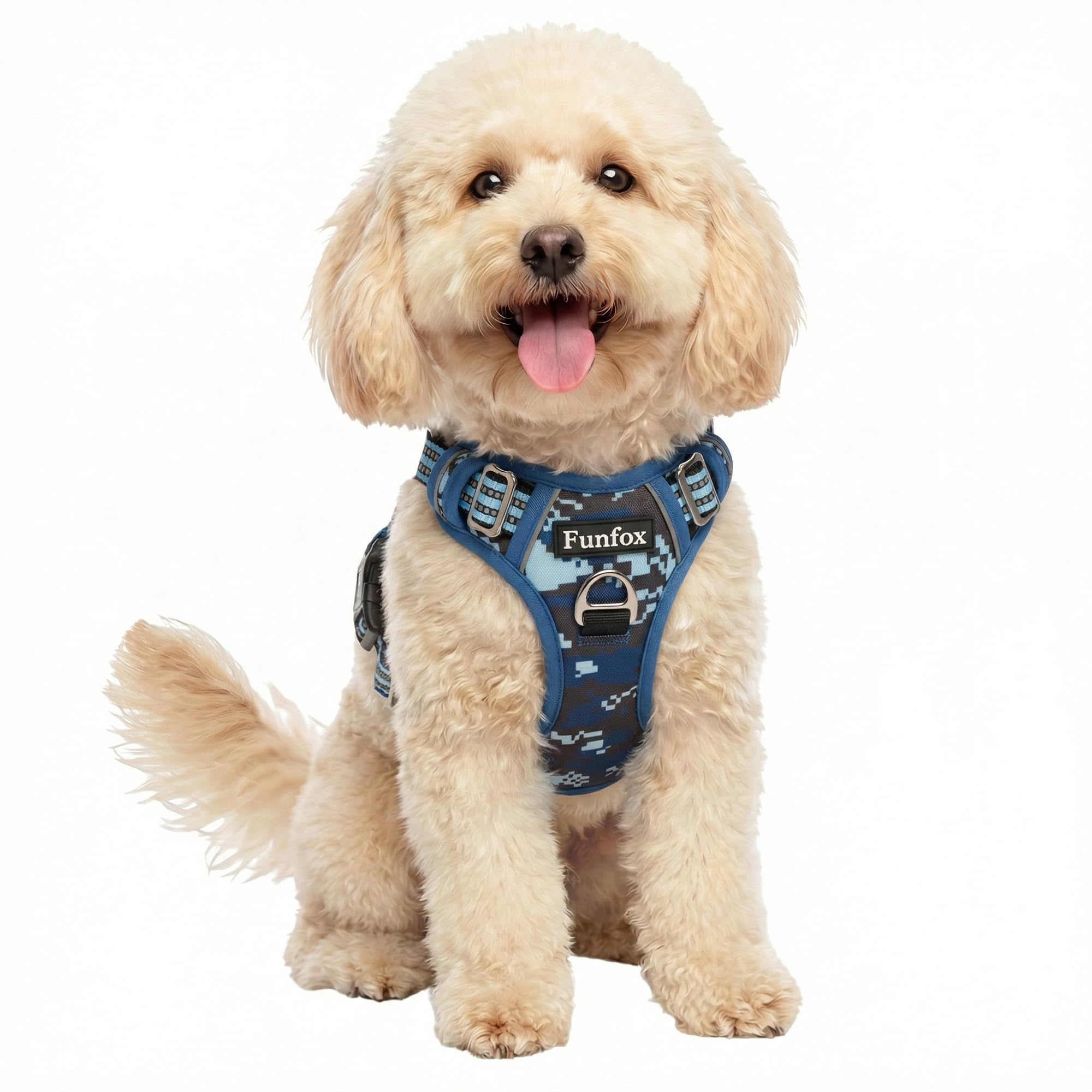 Funfox Hundegeschirr Mittelgroße Hunde, Anti Zug Brustgeschirr Verstellbares Geschirr Hund mit Griff Reflektorstreifen, No Pull Geschirr Hund für Kleine Mittlere Grosse Dog Harness