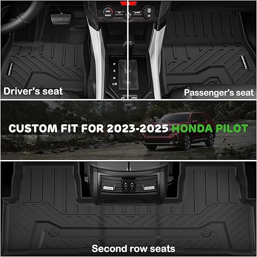 Miniatura 10 de Yumemoo Alfombrillas para todo tipo de clima para Honda Pilot 2023 2024, forros de goma TPE de ajuste personalizado para Honda Pilot 2024 2023,