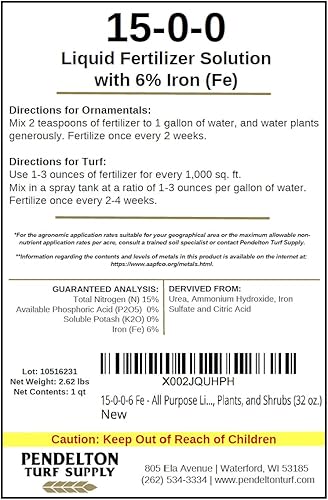 Miniatura 2 de 15-0-0-6 Fe Solución de fertilizante de hierro líquido multiusos para césped más oscuro, verde y plantas y arbustos (32 onzas)