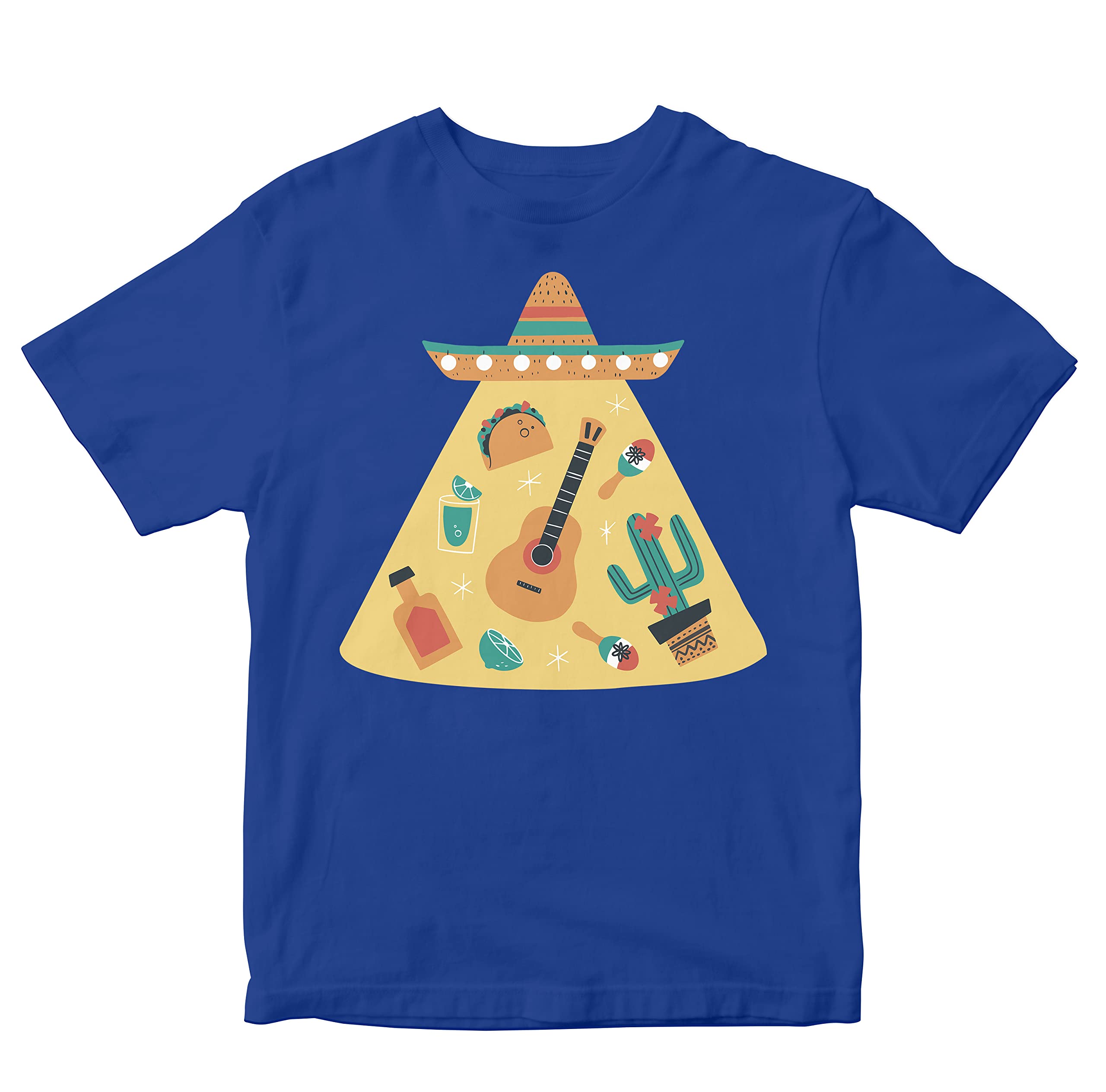 HeybrohKids T-Shirt Mexican Culture Elements - UFO 100% Cotton Boy's Girl's Regular Fit Unisex T-Shirt