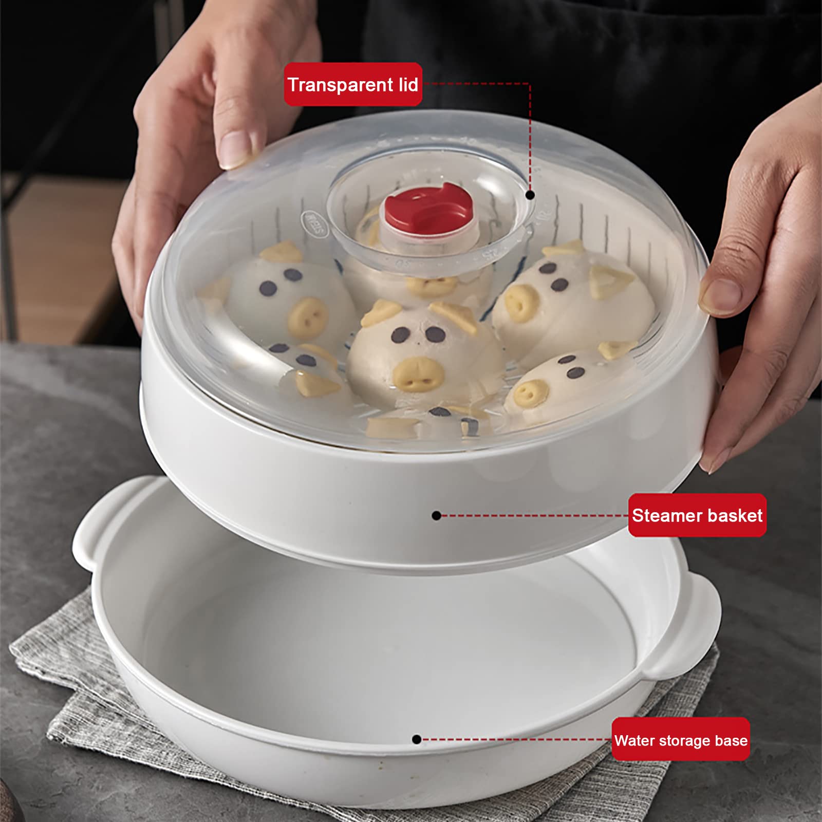 Vaporizador de verduras para microondas, vaporizador de microondas para verduras, tazón de calefacción para microondas, micro utensilios de cocina para cocinar (1 capa) 5