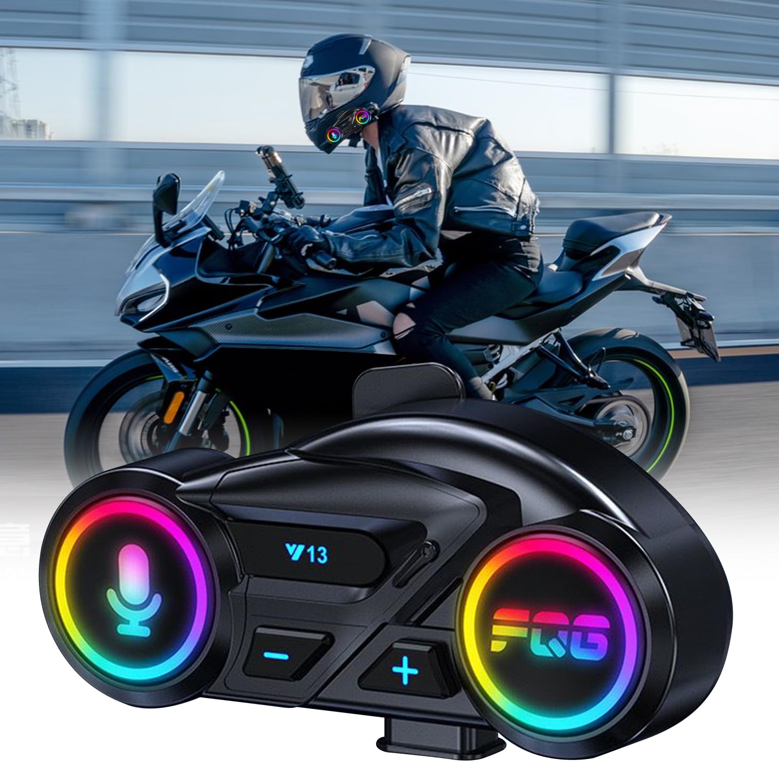 Casque de Moto sans Fil pour Casque | Écouteurs étanches 800 mAh | avec Suppression du Bruit pour Course, motoneige, vélo, Snowboard, Tourisme, trajets