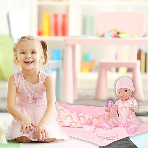 Miniatura 3 de ZITA ELEMENT 8 piezas de ropa de muñeca de bebé con moisés para muñecas de 17 a 22 pulgadas, ropa de muñeca de bebé, accesorios para muñeca de bebé