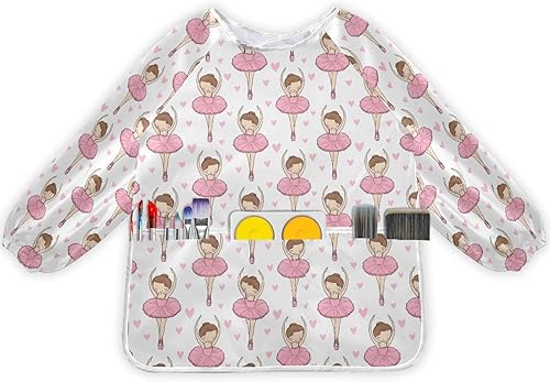 Qilmy Lindas batas de elefante para niños, delantales impermeables para pintura de artistas para edades de 2 a 6 años, A