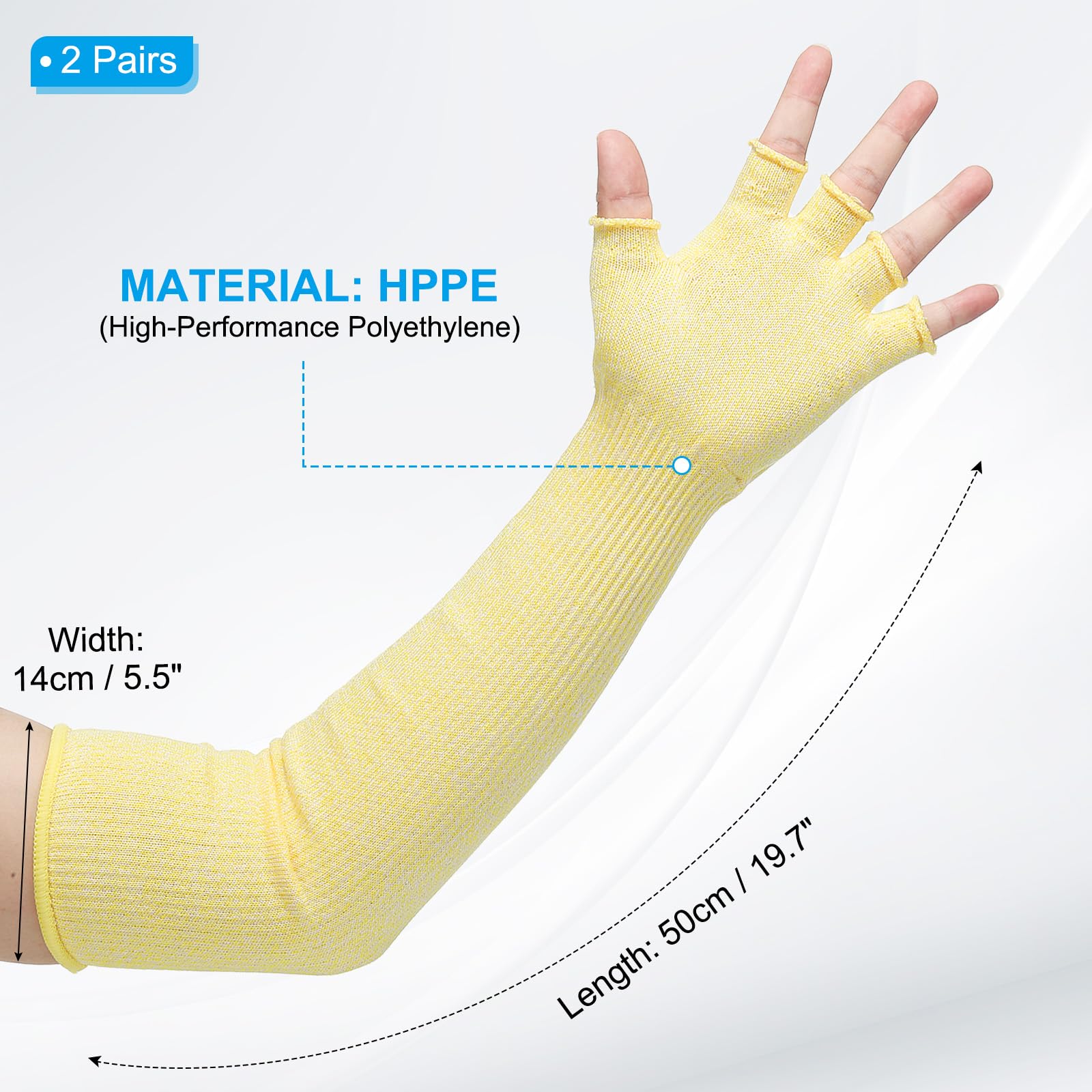 PATIKIL 20 Inch Cut Resistant Sleeves with Finger Grips - Image 2