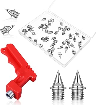 50 PCS 5/16" Running Spikes for Shoes, Stainless Steel Pyramid Golf Shoe Spikes with Wrench for Sprint Sports Track Short Shoes, Replacement Kit for Track and Field Sprinting or Cross Country Boxed