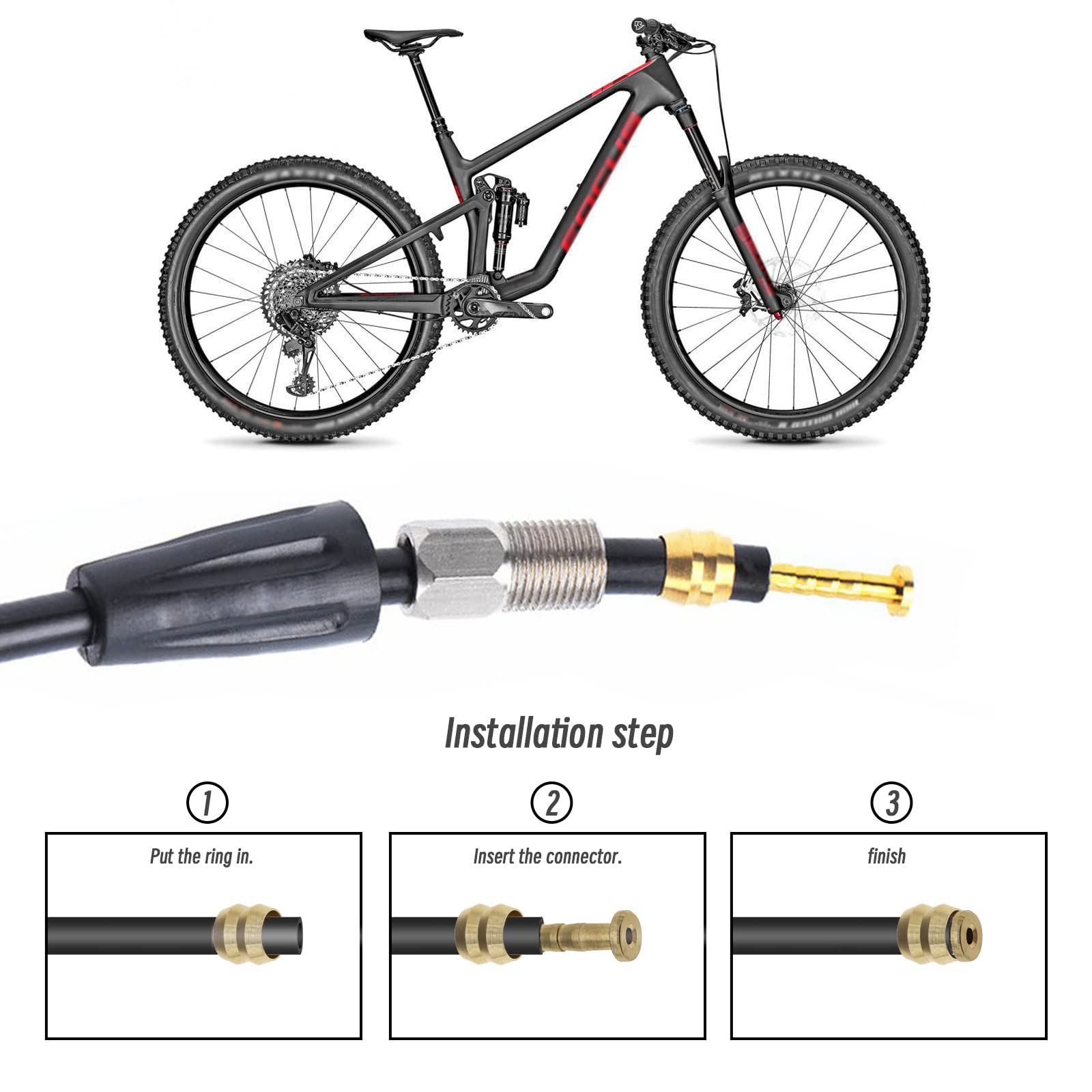 Kit Réparation Tuyau Frein Hydraulique Vélo - 2,5 M Avec Olives, Aiguilles, Manchons - Compatible Shimano, Magura, Etc. - 4