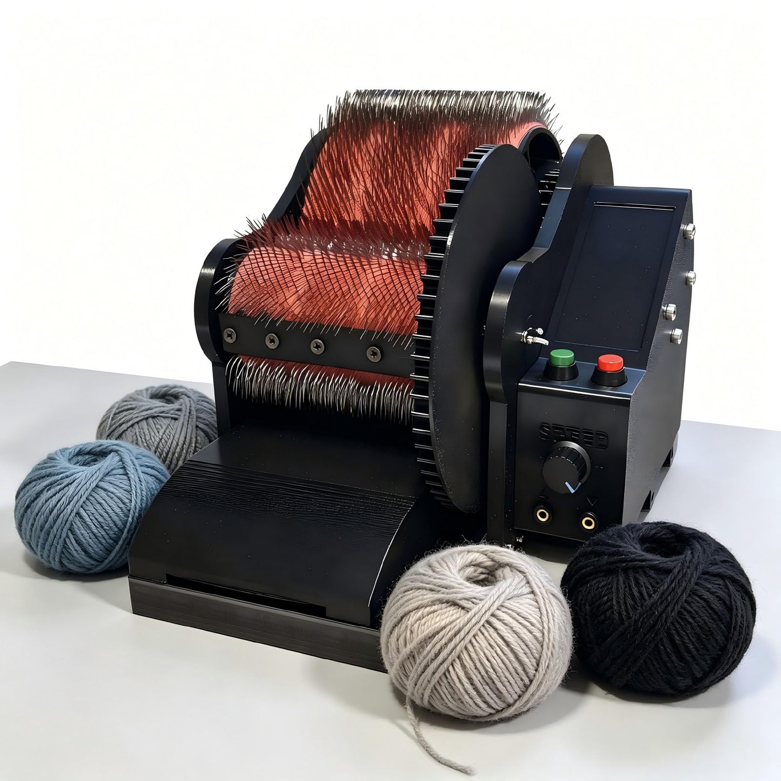 ExoticaBlend Electric Wool Drum Carder Wool Carding Machine w / 2 Foot Switches, 0-56 RPM Fiber Combing Machine for Blending Mixing