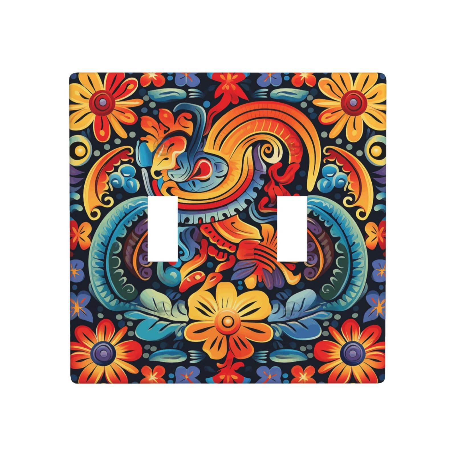 Aceprints Mexican 2 Gang Double Toggle Wall Plates, Unbreakable Decorative Duplex Light Switch Plate Covers Electrical Switchplate Cover Faceplate For Bathroom Kitchen Decor