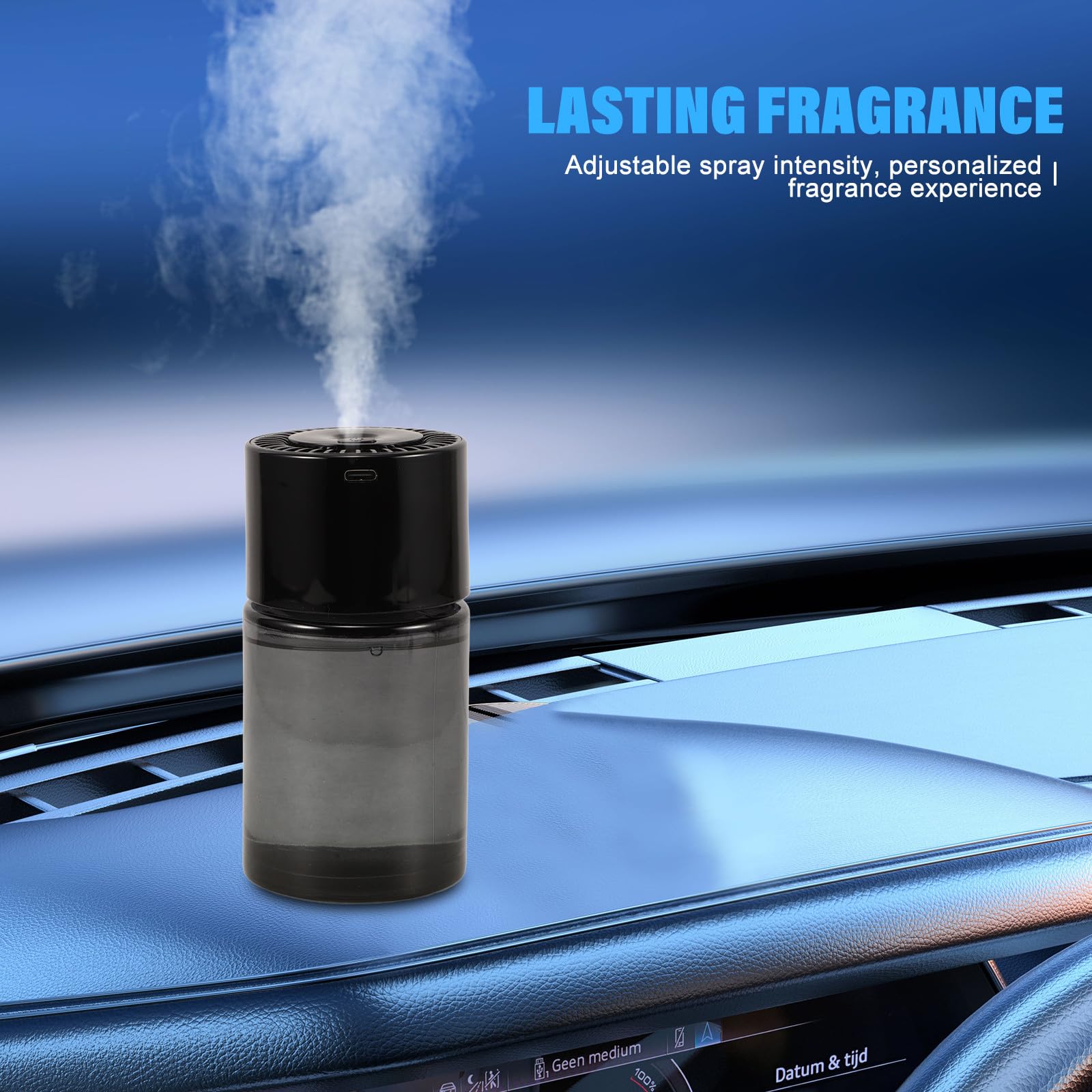 Ambientador Automático para Coche con Capacidad de 160ml, Difusor de Aceite Portátil de Plástico, Diseño Moderno y Distribución Continua de Fragancia para Verano