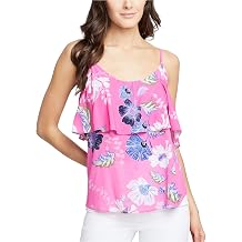 Rachel Roy Womens Flounce Ruffled Blouse, Pink, Medium