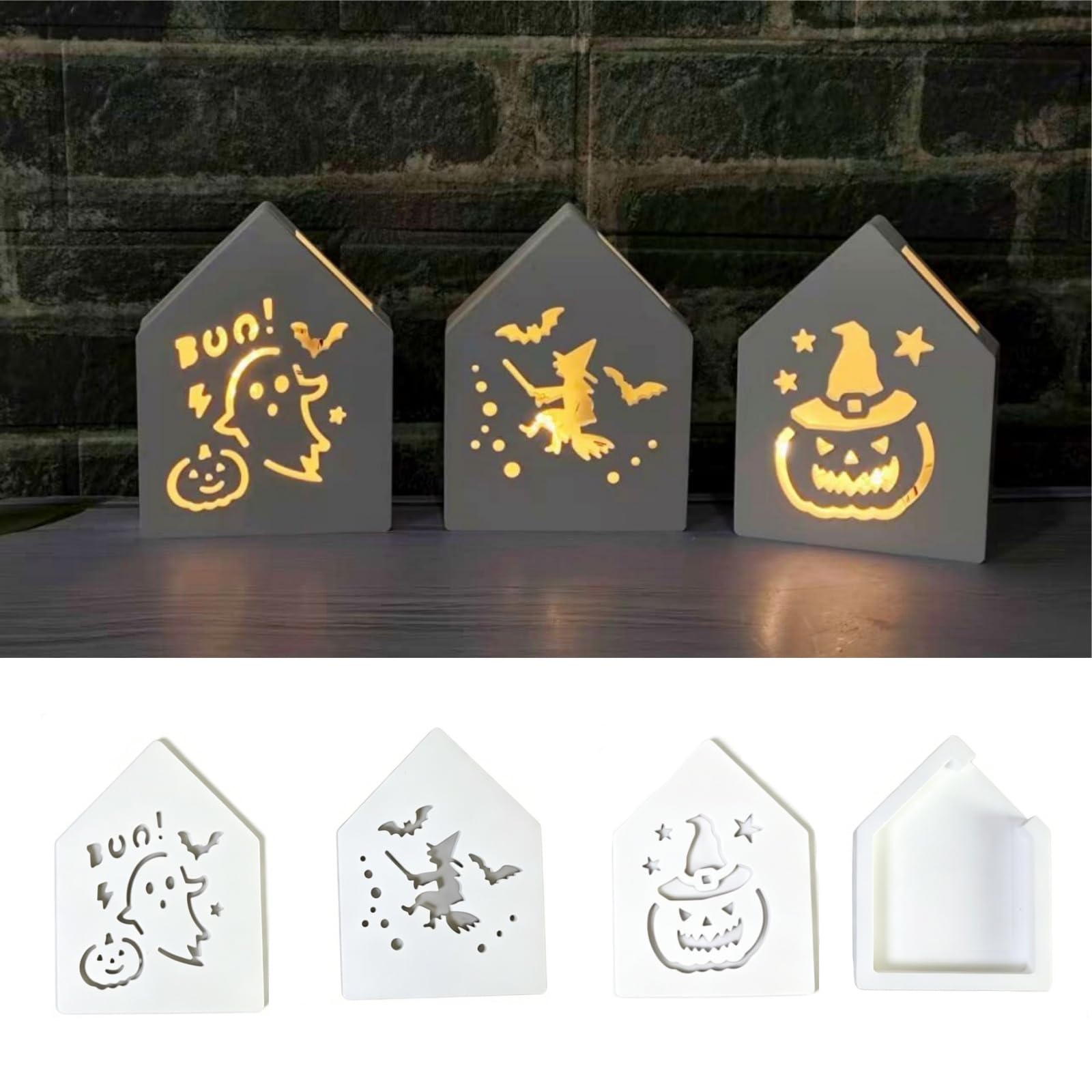 Juego de moldes de silicona para Halloween, 4 unidades, para decoración ambiental de Halloween