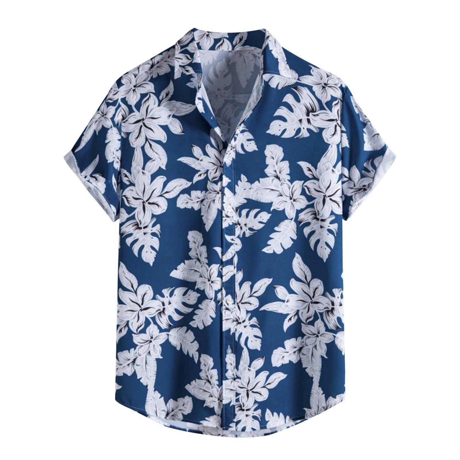 DynvernalMen's Hawaiian Shirt Beach Tropical Shirts Short Sleeve Button Down Shirt Top