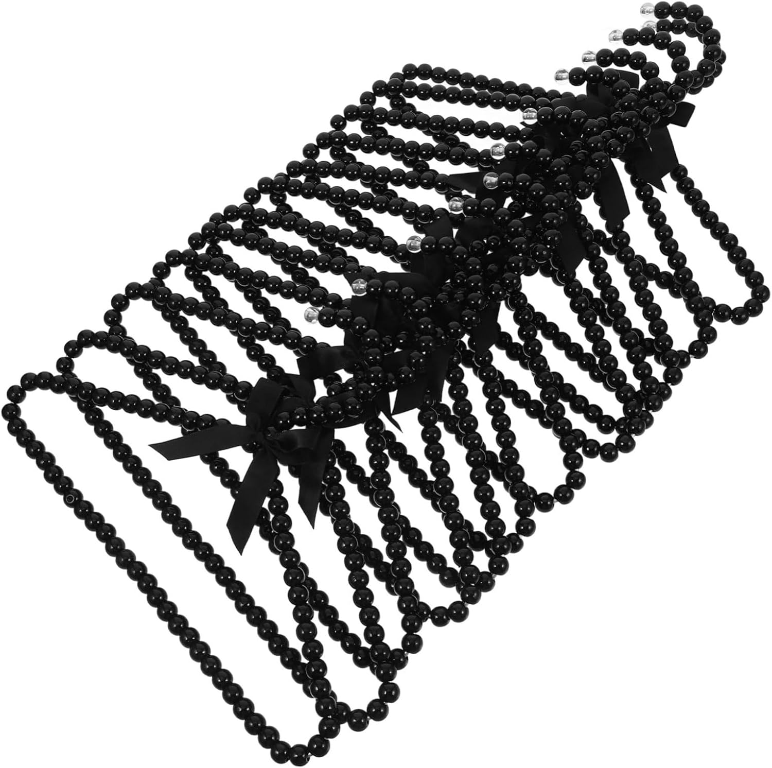 12pcs Beaded Clothes Hangers Ribbon Bow Elegant Decorative Hangers for Boys and Girls and Pets Space-Saving Design for Closet Organization Black