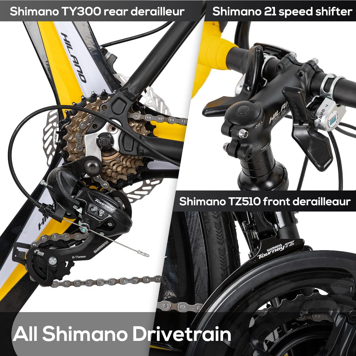 Hiland Aluminum Road Bike, All Shimano Drivetrain 21 speeds, Disc Brake with 700C Wheels for Men, Mens Road Bicycle : Sports & Outdoors