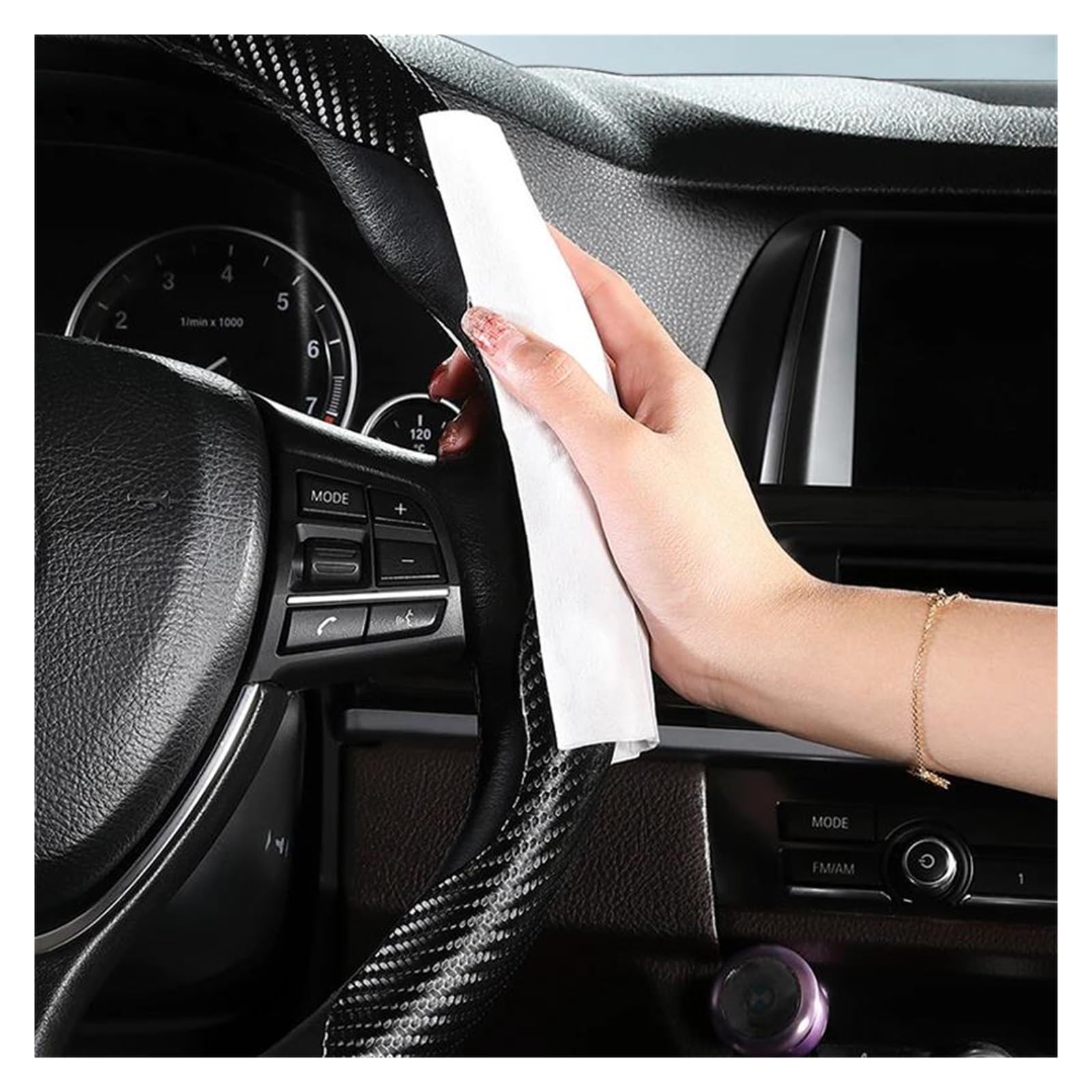 Volantes Cubierta Volante Fibra Carbono, para Hombres/Mujeres, Antideslizante, Agarre cómodo, Duradero, Universal Funda Volante(Blanco)