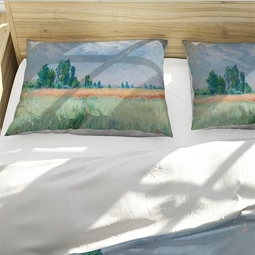Miniatura 4 de Wewoo Home Funda nórdica Farm Scenery 3pc con cierre de cremallera y lazos de esquina Funda edredón de microfibra Monet (1 funda nórdica + 2