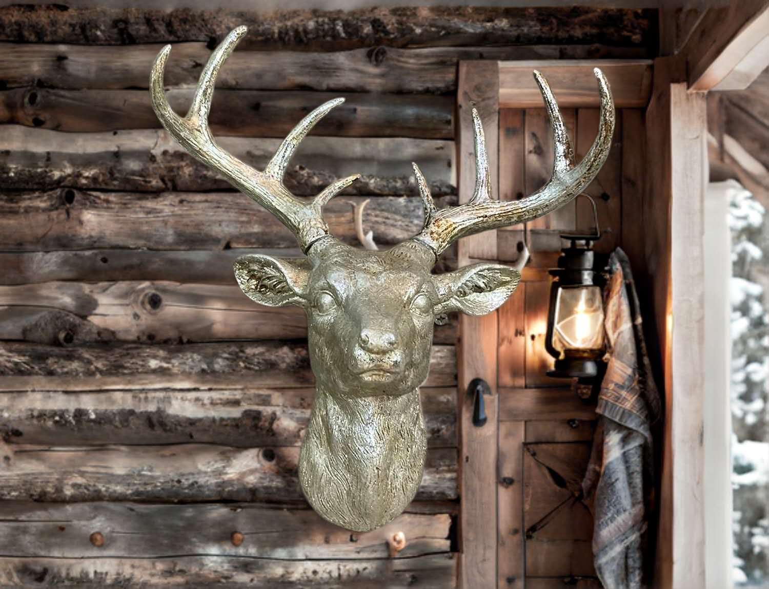 Best Value Here Wall Sculpture Reindeers head (M :26x24cm), Silver, 26L x 24W cm - Image 3