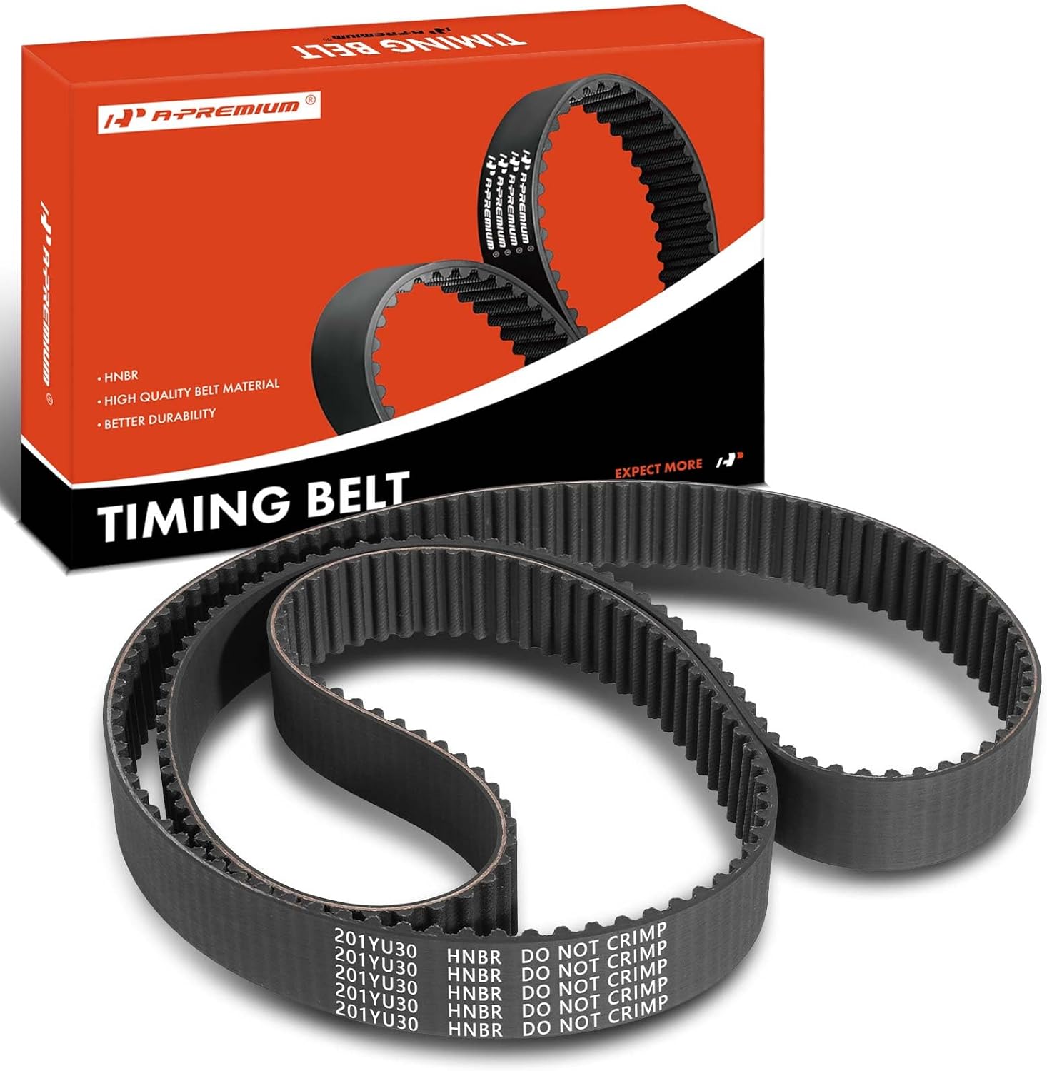 A-Premium Engine Timing Belt Compatible with Dodge, Chrysler, Plymouth & Volkswagen Cars - Grand Caravan, Charger, Journey, Challenger, Avenger, Nitro, Town & Country, 300, Sebring, Routan & More
