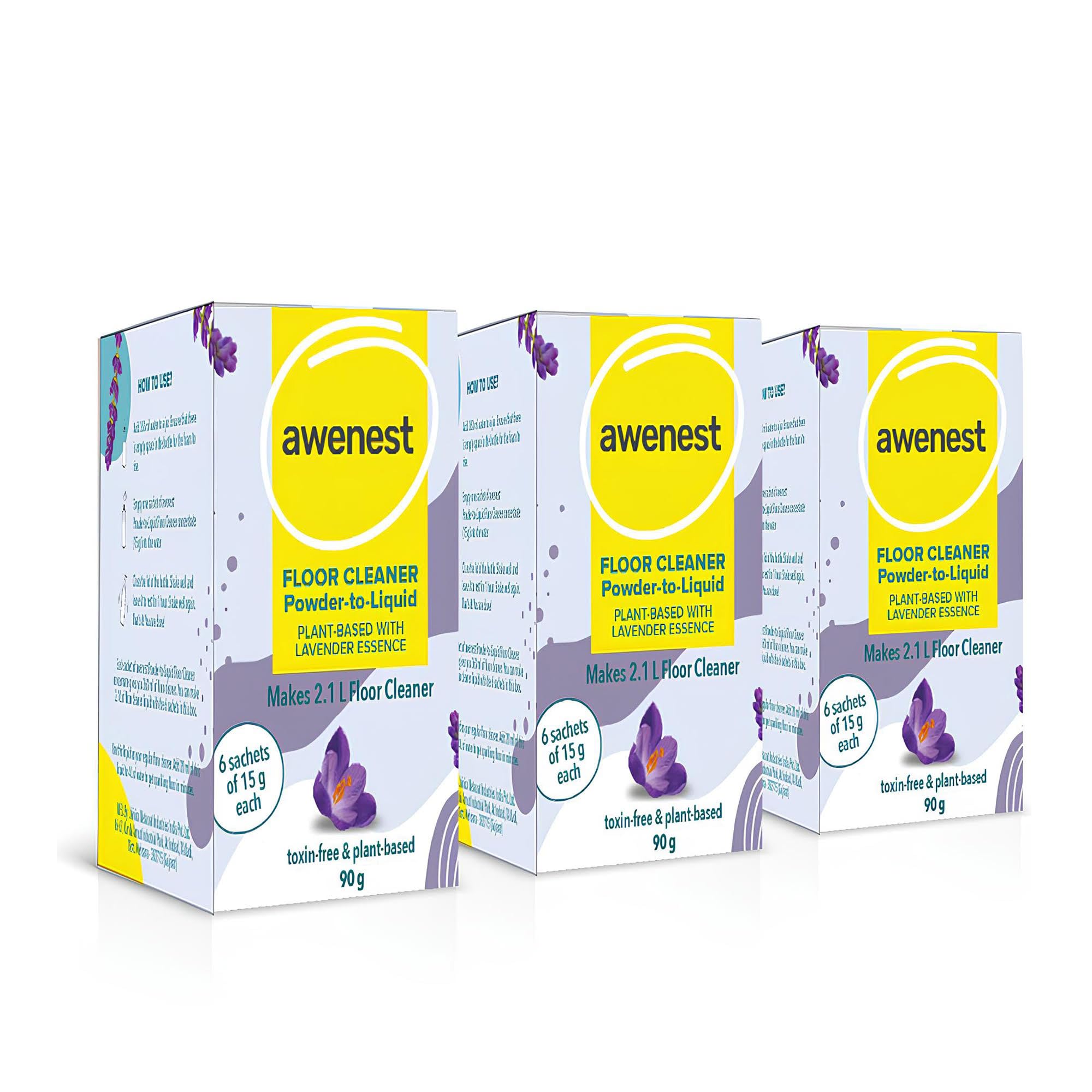 awenest No-Toxin, Plant Based Powder-to-Liquid Floor Cleaner Disinfectant | 2.1 Liter Kit x 3 | Lavender | No Ammonia, SLES | Natural, Organic, Eco-Friendly, Herbal | Tough On Stains, Pet friendly (B0CSYTZRHM) Amazon Price History, Amazon Price Tracker