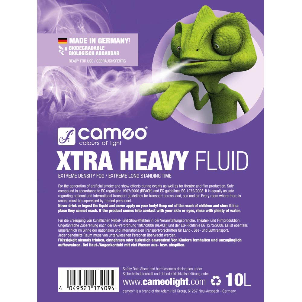 Cameo XTRA HEAVY FLUID 10 L - Liquide pour machines à fumée à forte densité et tenue extrêmement longue 10 l