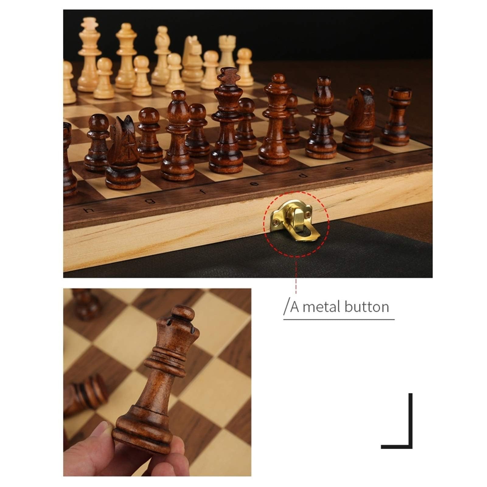 Set di scacchi magnetico pieghevole in legno con 2 regine extra, scacchiera interna for riporre gli scacchi for adulti, bambini e principianti scacchiera portatile(29 * 29cm)