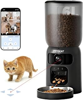 AI Automatic Cat Feeder with 2K HD Dual Cameras,5G&2.4G Wi-Fi 6L Cat Food Dispenser with Cats Recognition& Diet Tracking, Laser Interactive Toy & Two-Way Audio