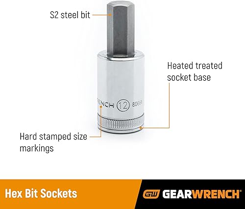Miniatura 2 de GEARWRENCH Juego de llaves de vaso métricas de punta hexagonal de 1/4" de 6 piezas - 80321