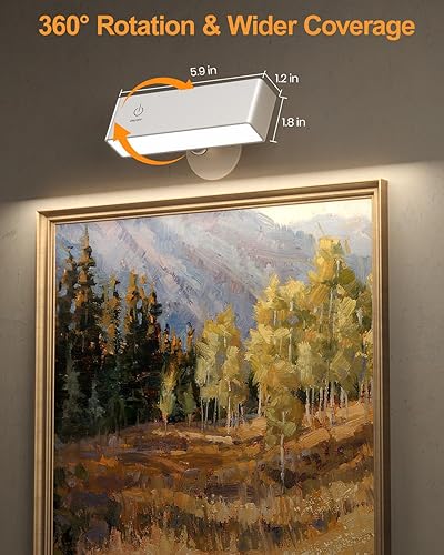 Miniatura 10 de Juego de 2 apliques de pared recargables que funcionan con pilas, lámparas de noche montadas en la pared, extraíbles con rotación de 360, luces de