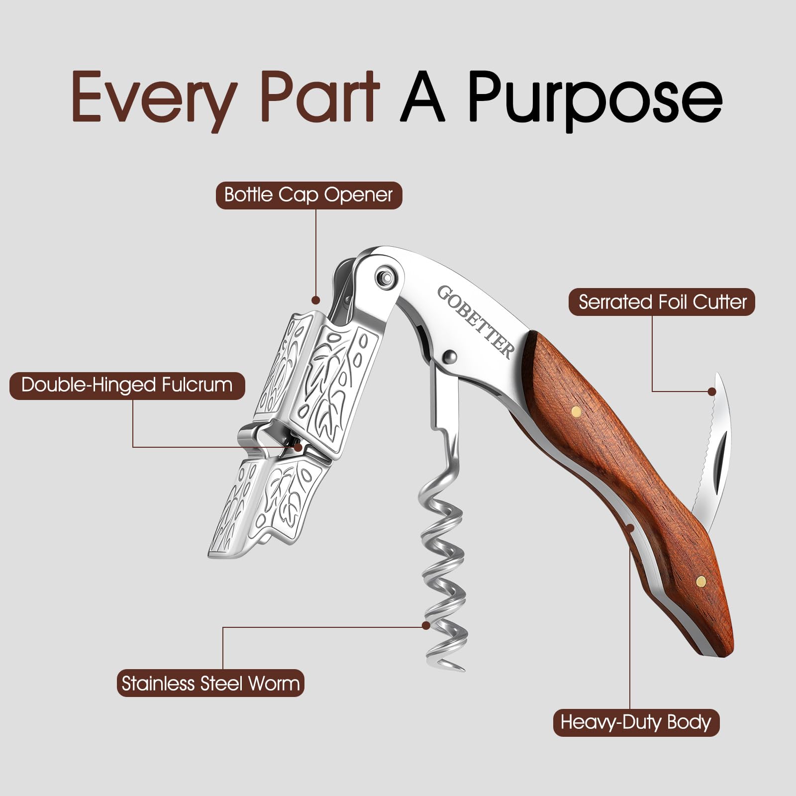 Classic Rosewood Wine Opener - Waiter Corkscrew -2