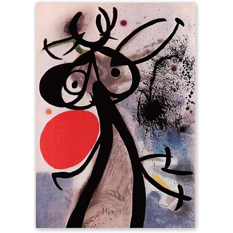 有名な絵画 キャラクターと鳥のパーティー ジョアン ミロ著キャンバスアートポスターとプリントに印刷 リビングルームの装飾写真のための複製シュルレアリスムウォールアートx28cm 8x11in フレームレス Uxox4sifwq Taprobanemed Com