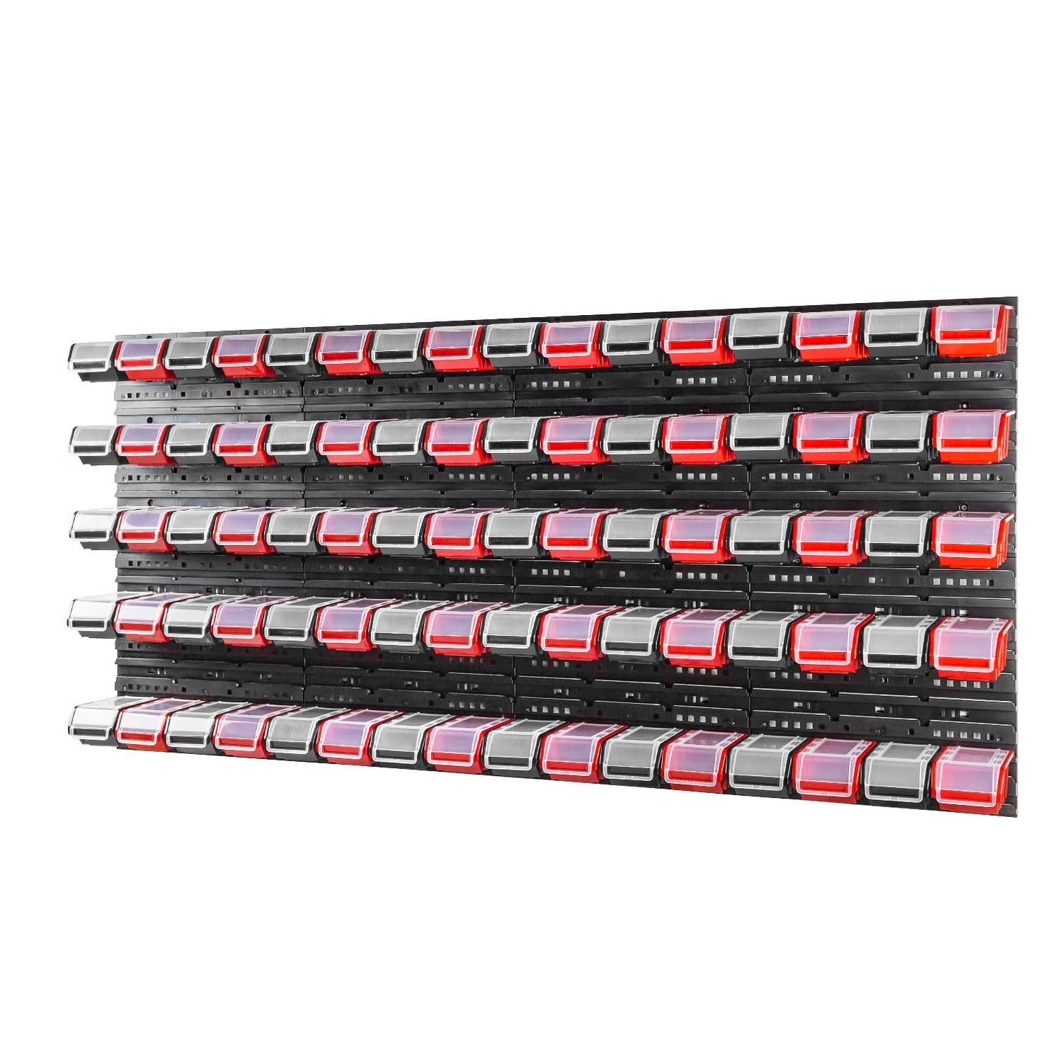 Lagersystem Wandregal 1585 x 775 mm , 80 stck. Box , Stapelboxen Schüttenregal Sichtlagerkästen, Box mit Deckel, Extra Starke Wandplatten , Regal Erweiterbar , Werkstattregal Lagerregal Werkstattwand