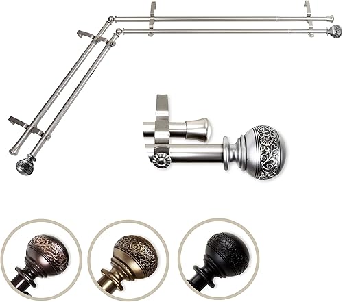 Rod Desyne Nathan - Barra de cortina doble para ventana de esquina de 13/16 pulgadas, 28-48 pulgadas, níquel satinado