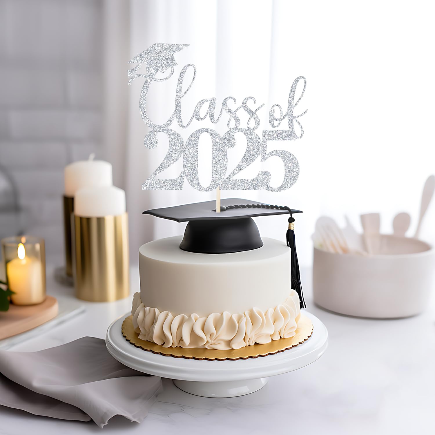 2 Acryl-Kuchenaufsätze „Happy Graduation“ – Für Abschlussparty 2024, Schul- & Uni-Feier