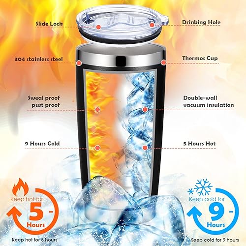 Miniatura 3 de Mifoci Juego de 6 vasos de viaje aislados de acero inoxidable de 20 onzas con tapa, cepillo para pajilla, regalos de agradecimiento para empleados,