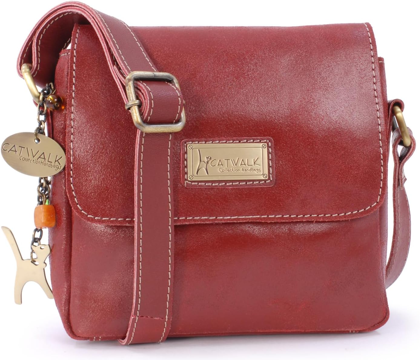 Ladies Small Distressed Leather Cross Body Bag - Women's Messenger Bag - Adjustable Crossbody Strap - Sabine S