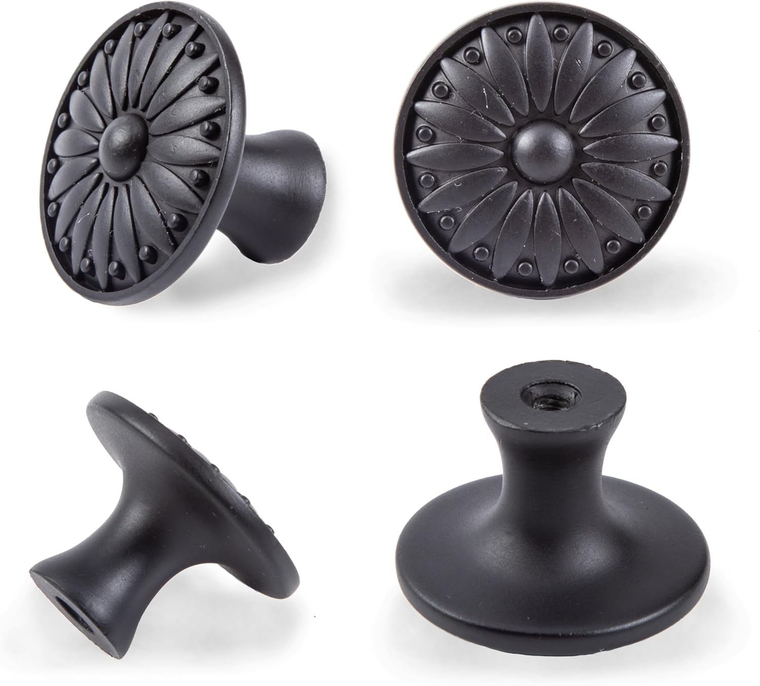 15 Pack Black Knobs for Cabinets, Antique Drawer Knobs, Vintage Solid Dresser Knobs for Kitchen Bedroom Bathroom Farmhouse Cabinets, Victorian Pattern