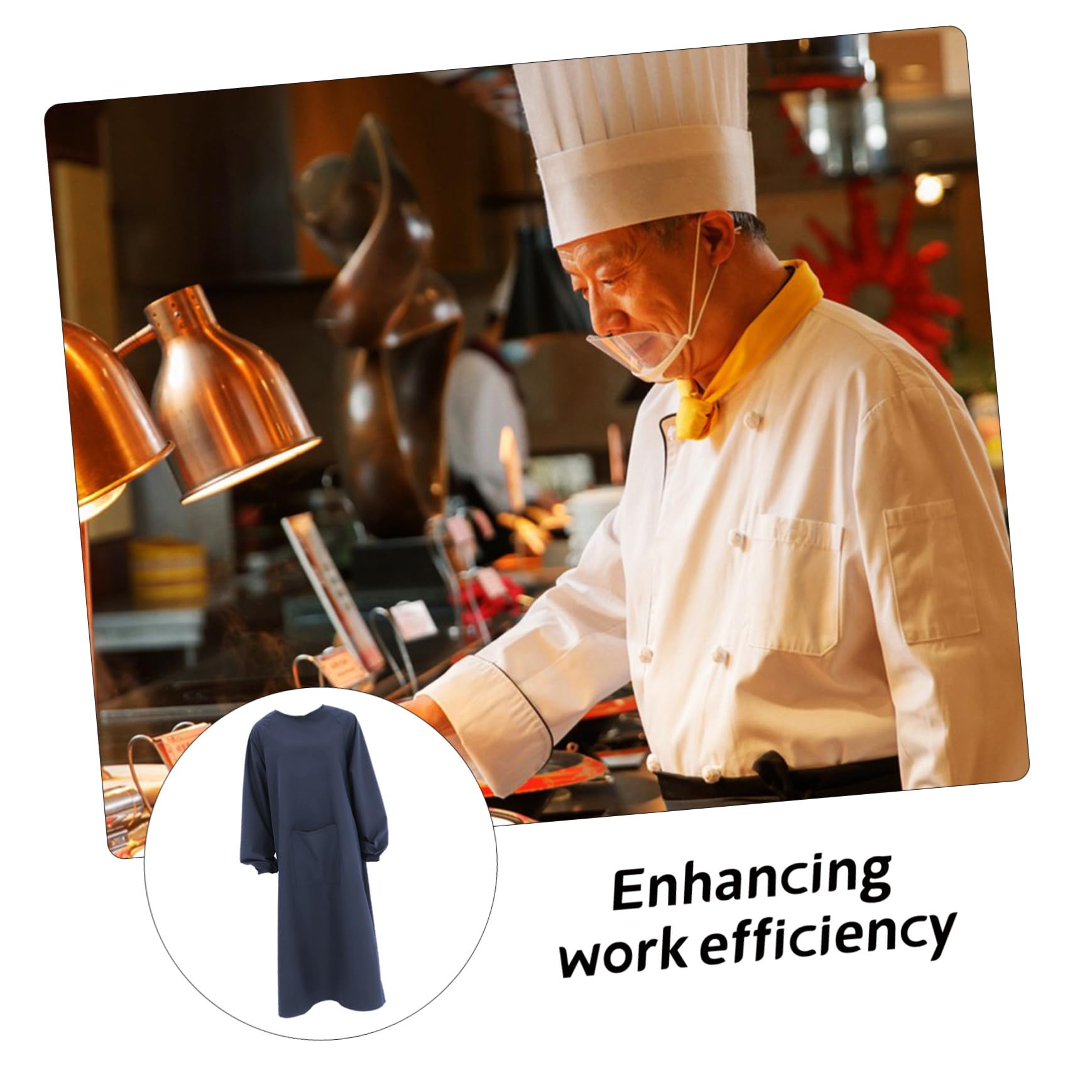 Hemobllo Delantal impermeable de manga larga con bolsillo, delantal de trabajo resistente al aceite, ideal para hornear, jardinería, cocina, limpieza, cuidado de mascotas, laboratorio y hogar, color