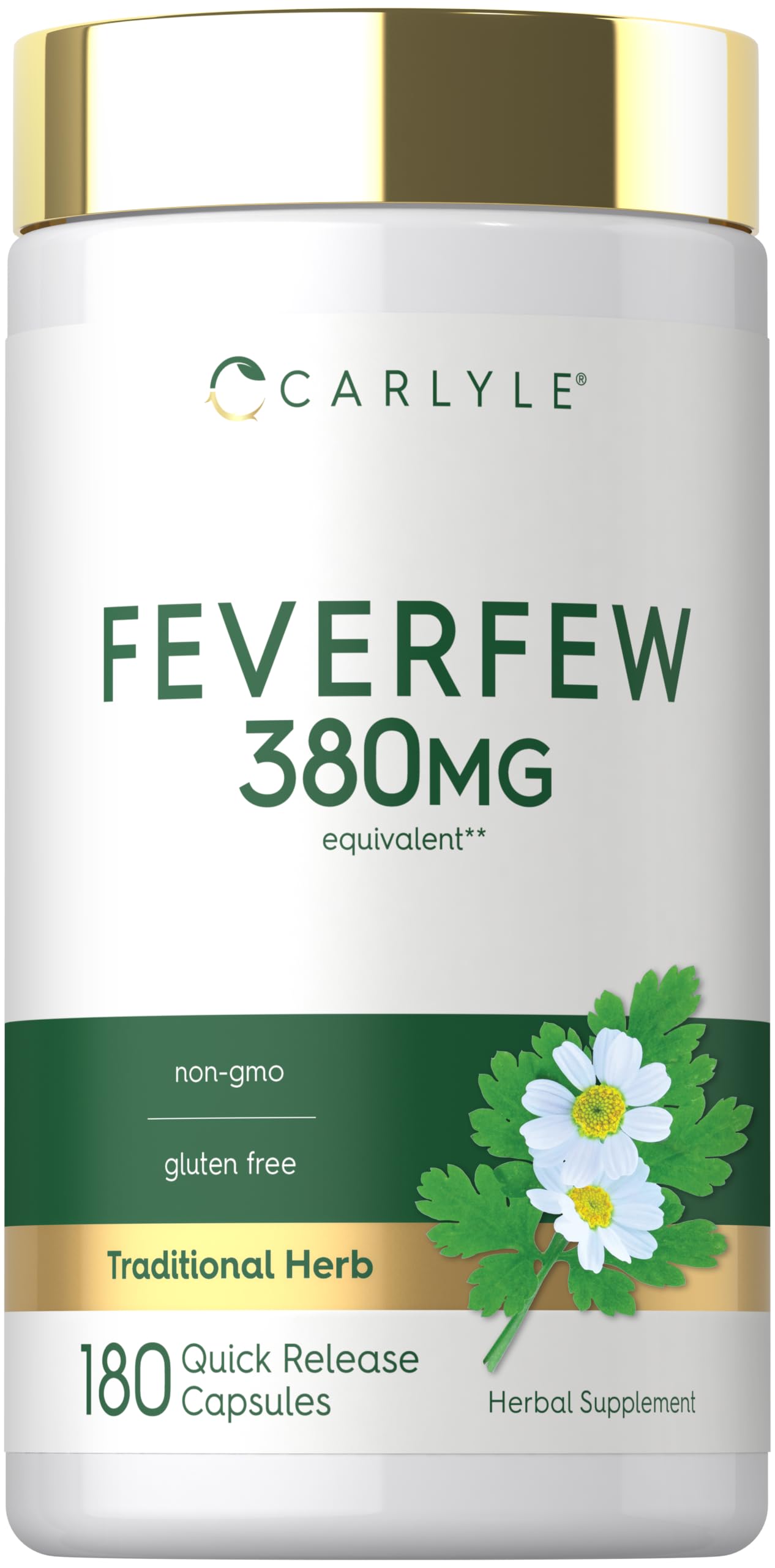 Carlyle Feverfew Capsules | 180 Count | Traditional Herb Extract