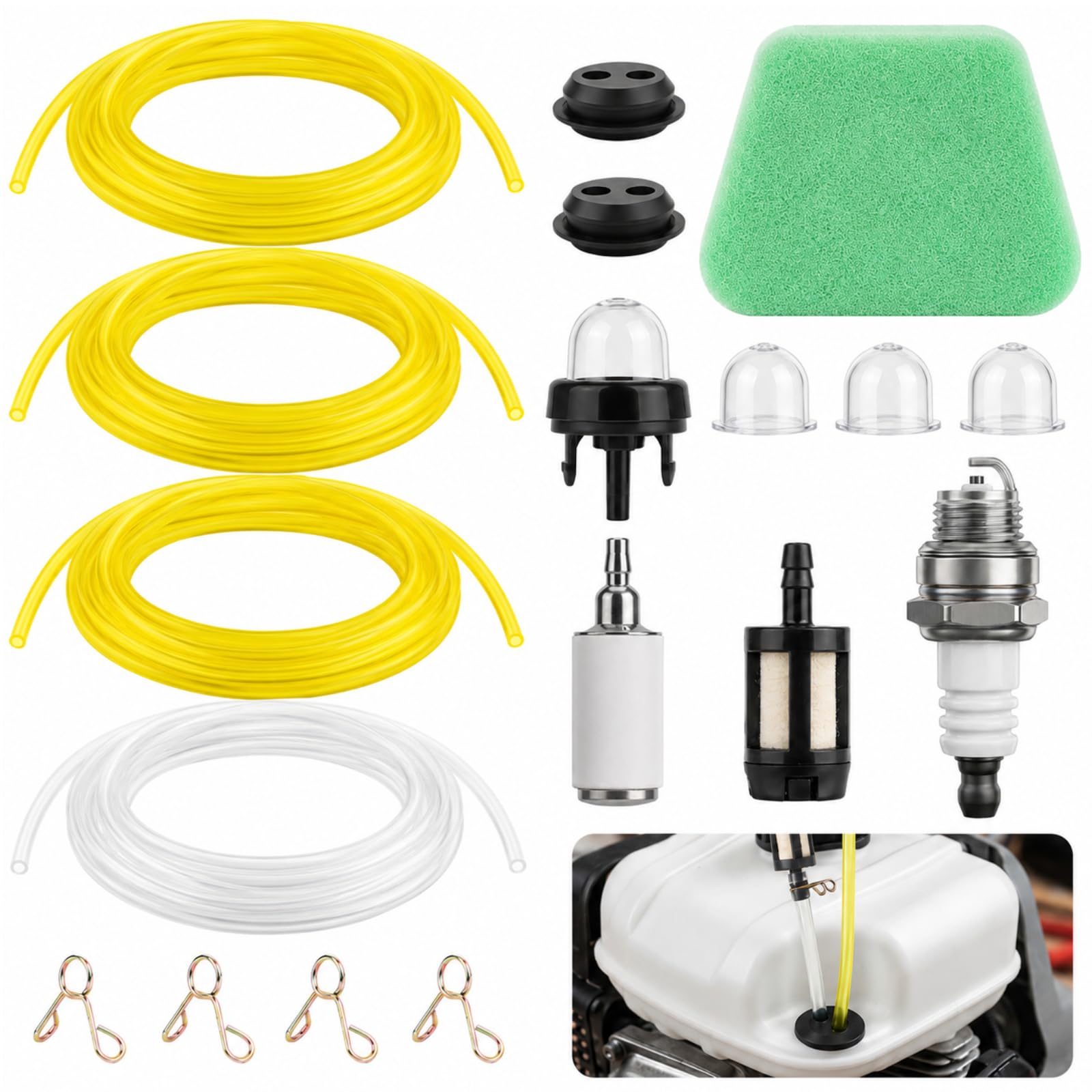Ysimple 17Pc Strimmer Fuel Line Set, 4Pcs Strimmer Fuel Pipe 2mm/2.5mm/3mm