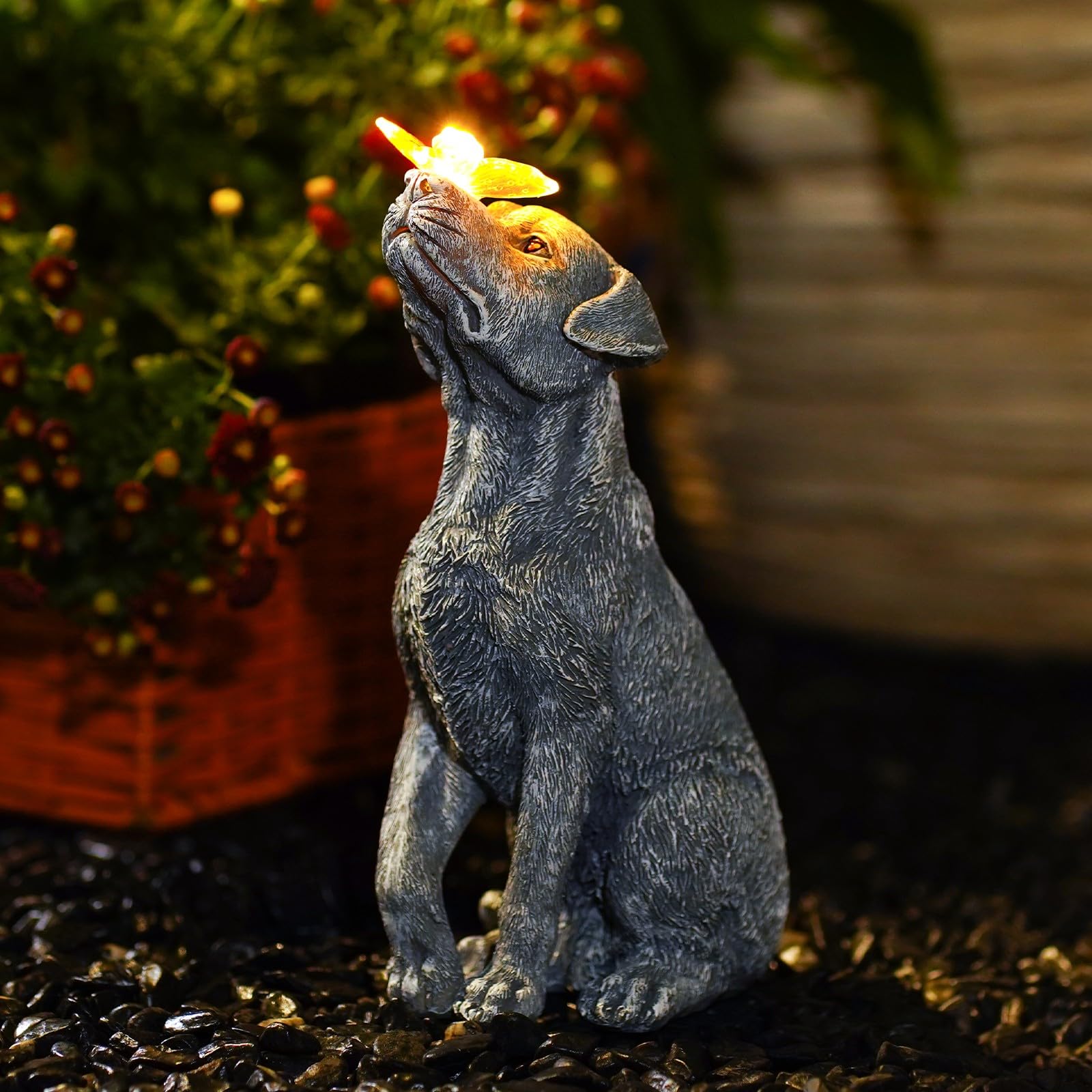 Fashionoda Garden Statue Dog Figurine Decor – Outdoor Decoration with Butterfly for Garden Yard Lawn Home Decor Outside : Valentines Day Memorial Gifts for Women Mom Grandma