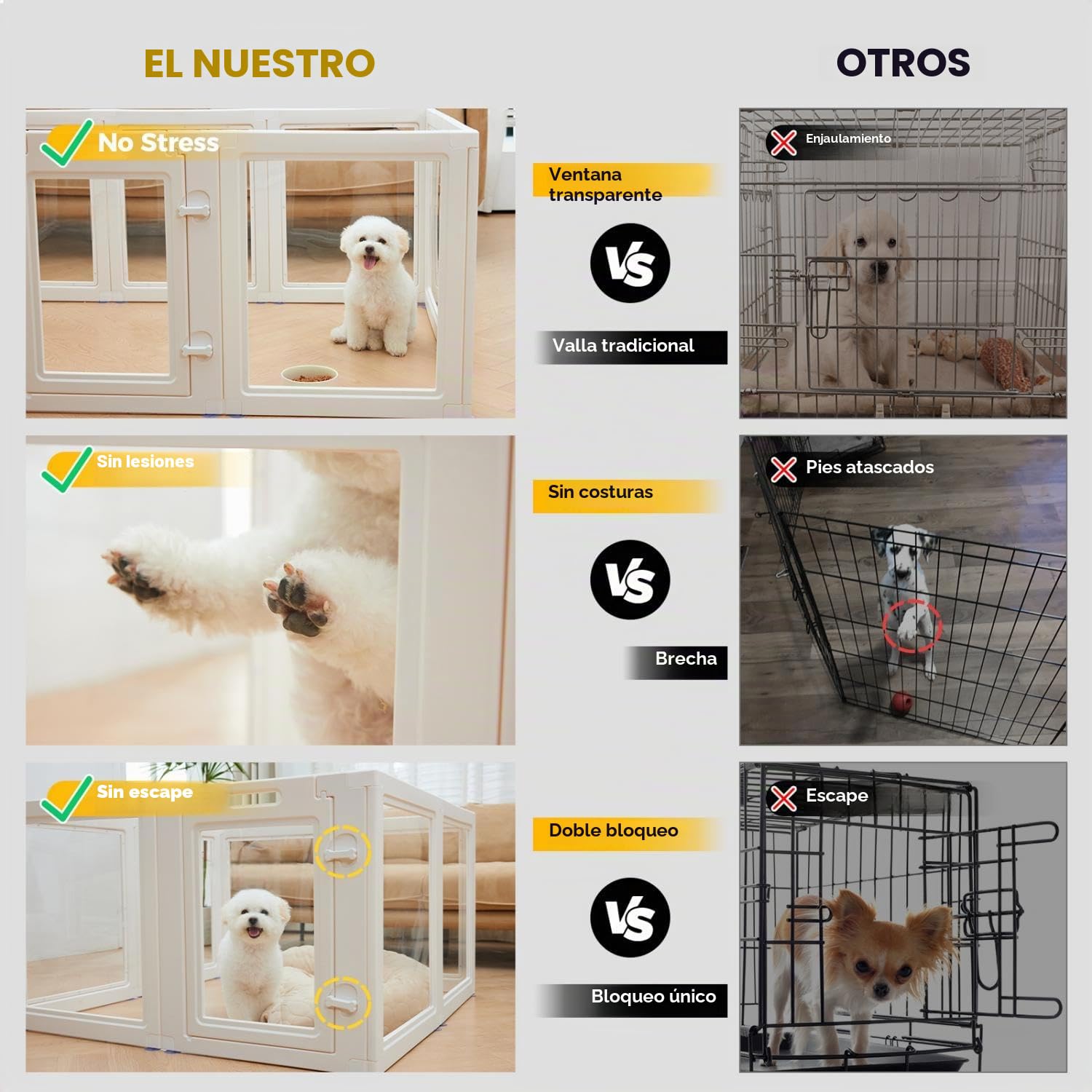 EVERFRONT Corral de plástico acrílico transparente para perros, fácil de montar, corralito para cachorros y gatos