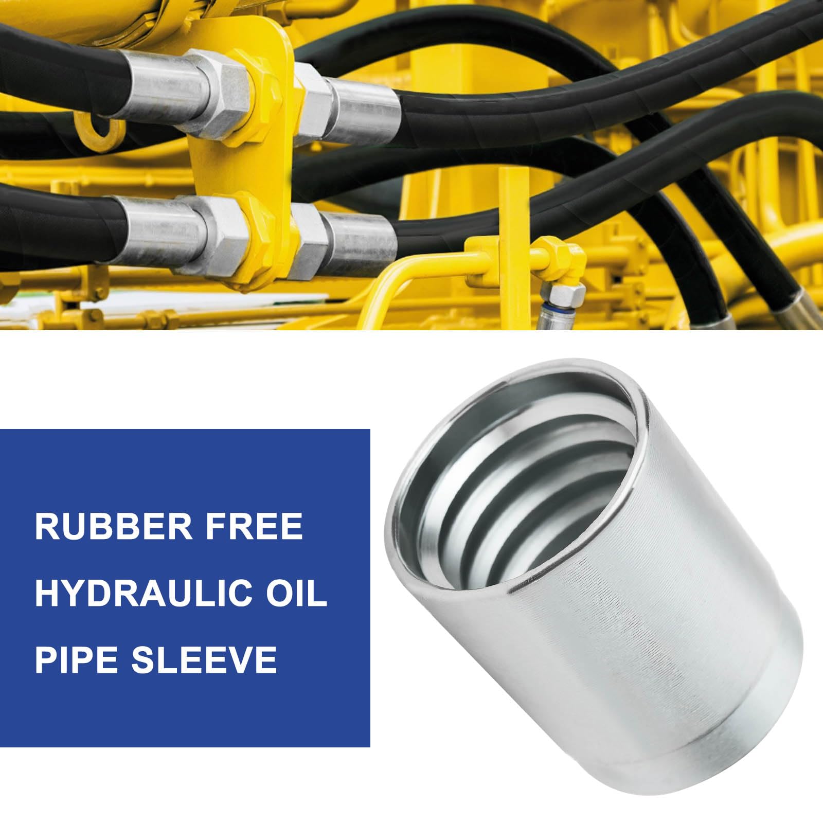 eMagTech Pack of 10 Hydraulic Swage Ferrules Non-Skive Hydraulic Swage Ferrules Hose Hydraulic Ferrules Suitable for SAE R1AT/R2AT Hoses - Image 3